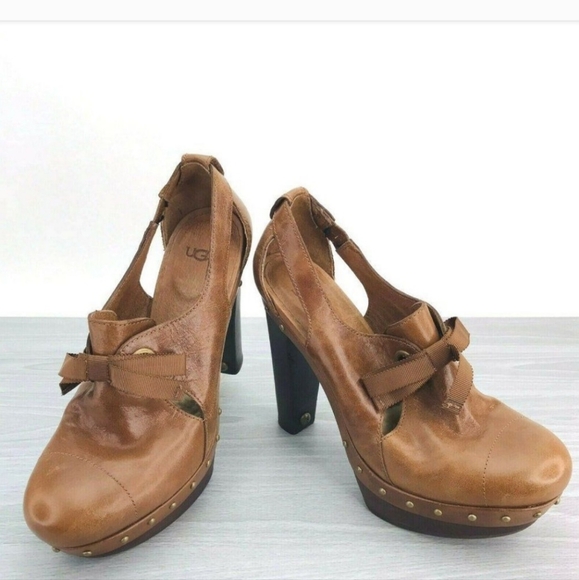 UGG Australia Celestina Women's Size 8 Leather Platform Heels Booties 1001311 - Picture 4 of 5